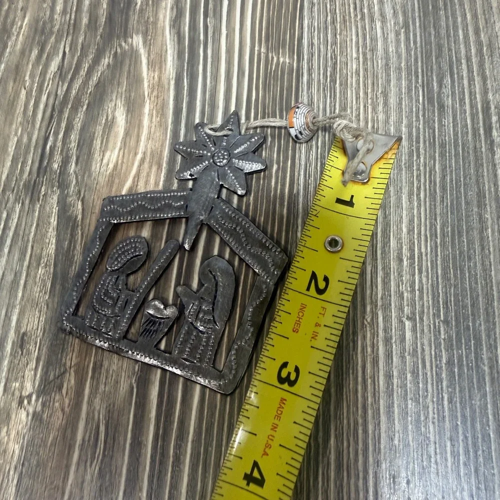 Haitian Metal Art Nativity Ornament Recycled Steel Star of Bethlehem Handmade